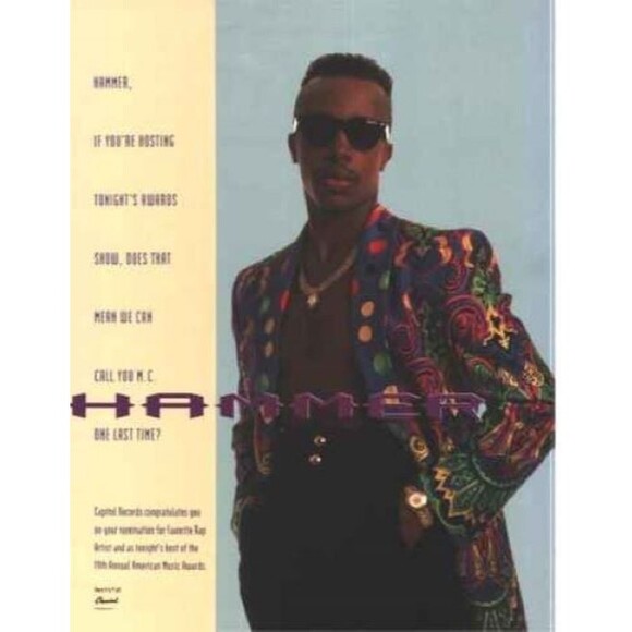 1992 M.C. HAMMER American Music Awards PROMO TRADE AD Favorite RAP 8.5x11  g580 - Picture 1 of 1
